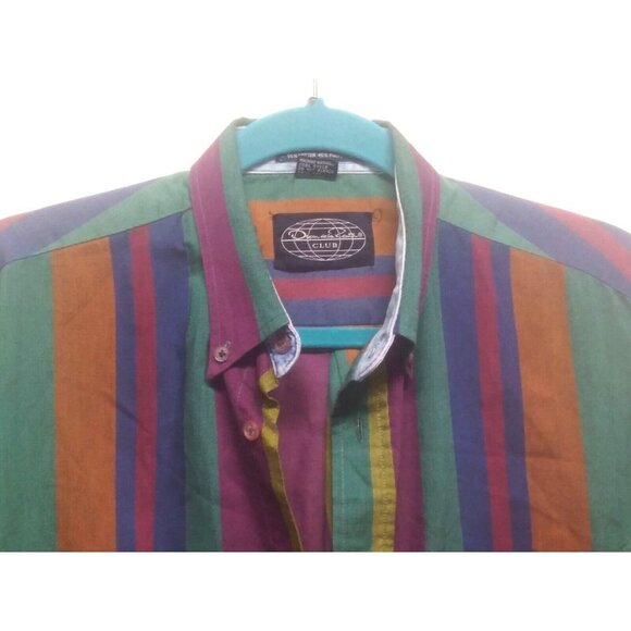 Oscar De La Renta Shirt Mens Size Medium Multicolor Striped Button Down - Picture 3 of 9